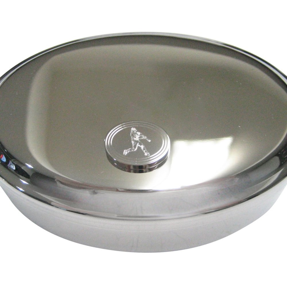 Oval Baseball Player Oval Trinket Jewelry Box